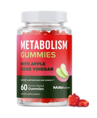Metabolism Gummies with Apple Cider Vinegar, B Vitamins and Folate, Apple Flavor, 60 Count