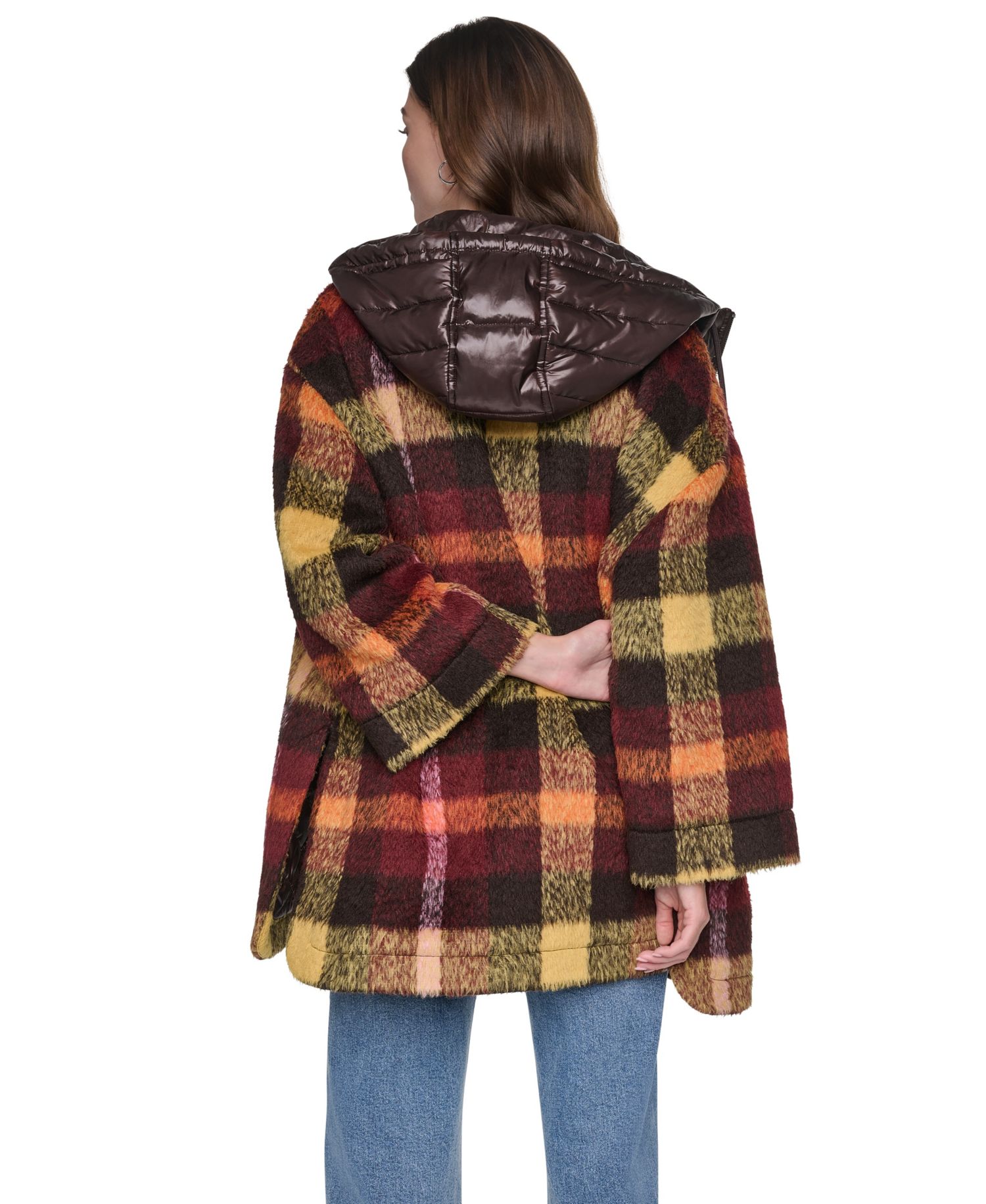 Women's Plaid Quilted-Hood Jacket
