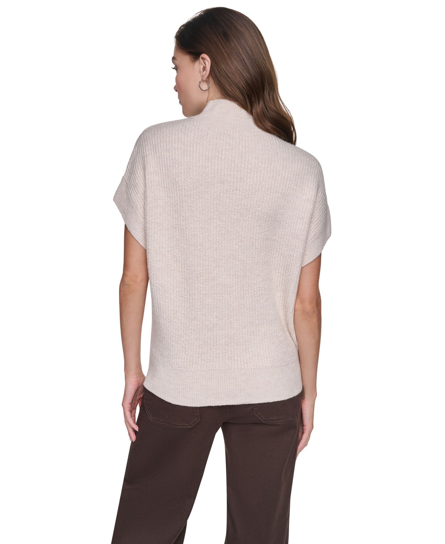 Women's Sleeveless Mock Neck Extended-Shoulder Sweater