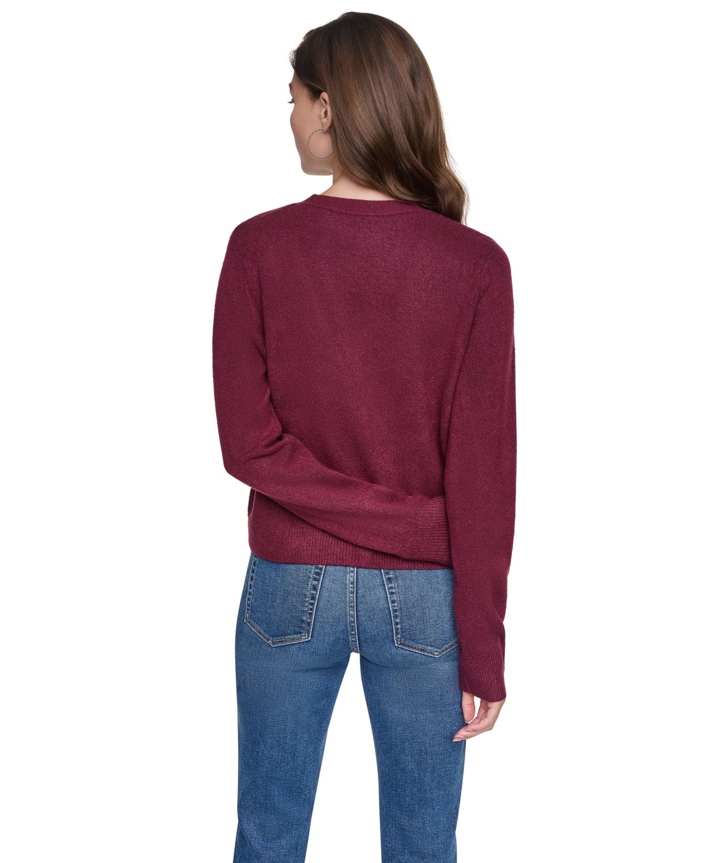 Женский кардиган DKNY Jeans Snap-Front-Bow-Tie, цвет: Бордово-красный — фото 5