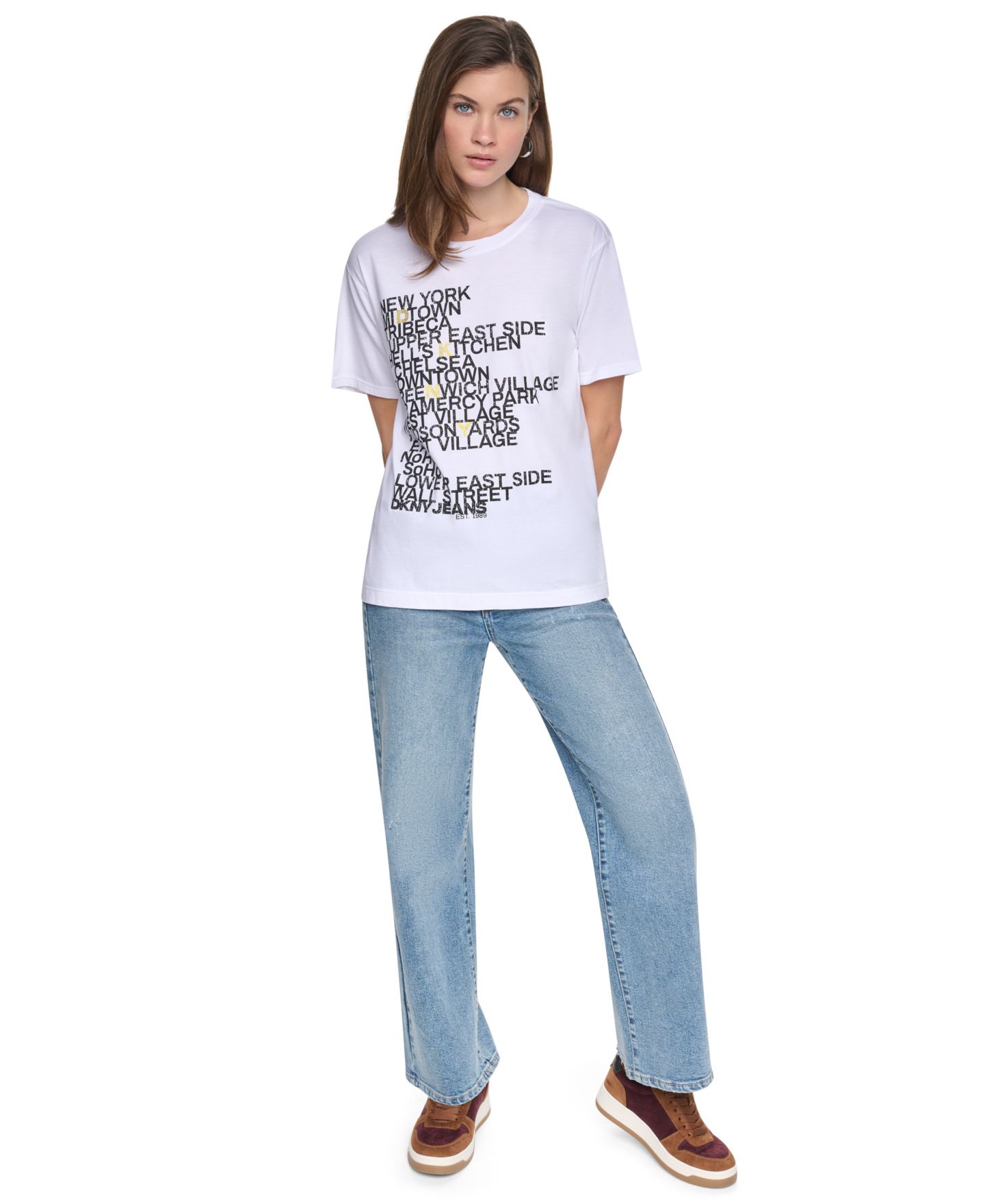 Женская футболка DKNY Jeans Neighborhood Print Relaxed Graphic, цвет: Белый — фото 2