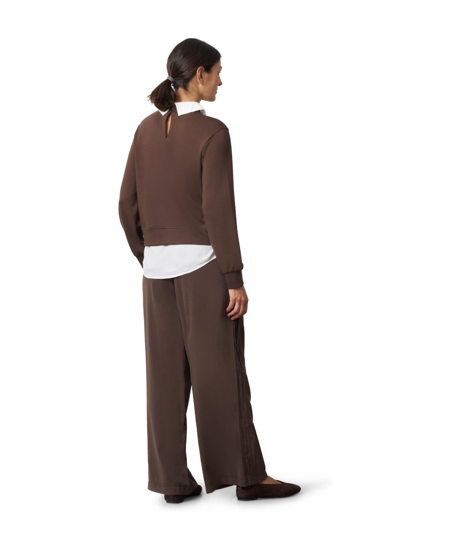 Women's Collared Long-Sleeve Embellished Twofer Top