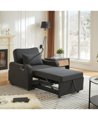 3-in-1 Convertible Sleeper Sofa Chair Bed with USB and Adjustable Backrest