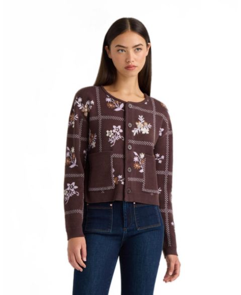 Женский кардиган NVLT Patchwork Sweater Cardigan, цвет: Коричневый