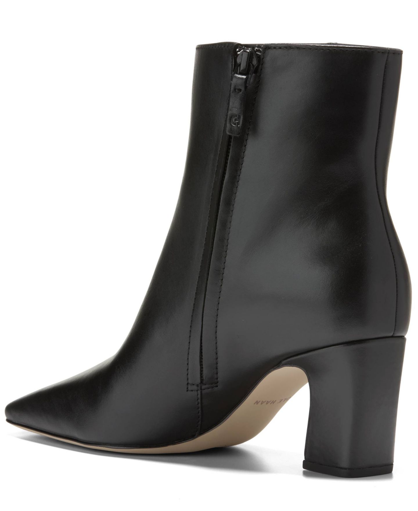 Женские ботинки Cole Haan Blanche Snip Toe Zipper Booties, цвет: Чёрный кожаный — фото 3