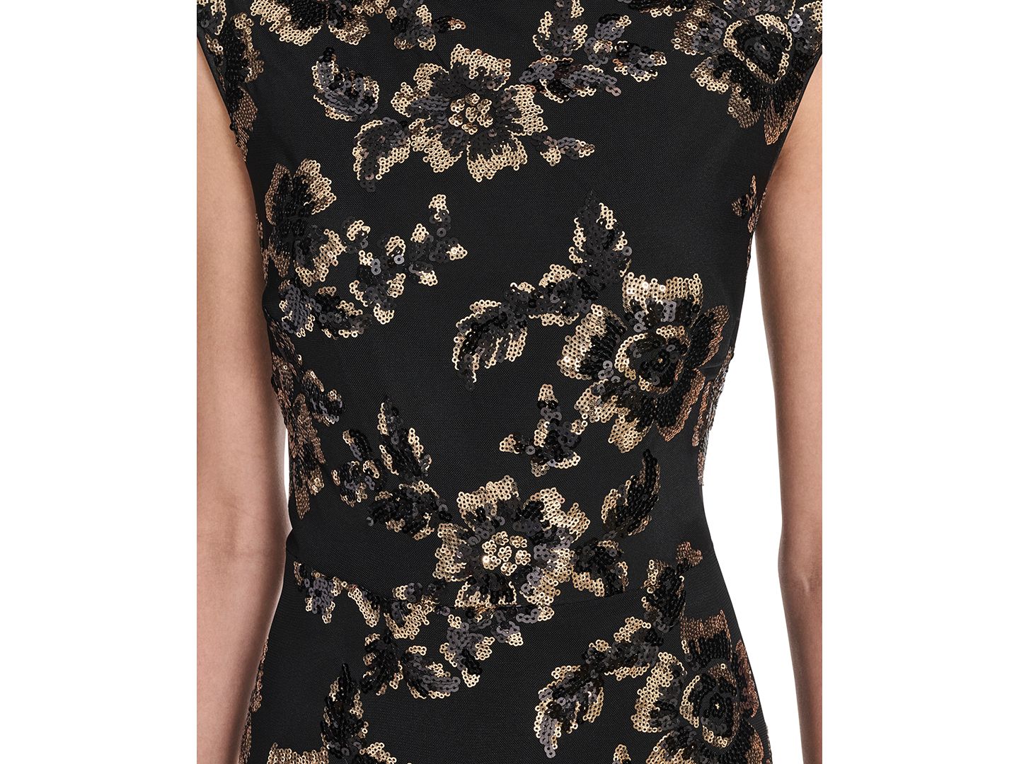 Женское платье Eliza J Petite Sequin Boat Neck Gown, цвет: Чёрный золотой — фото 4