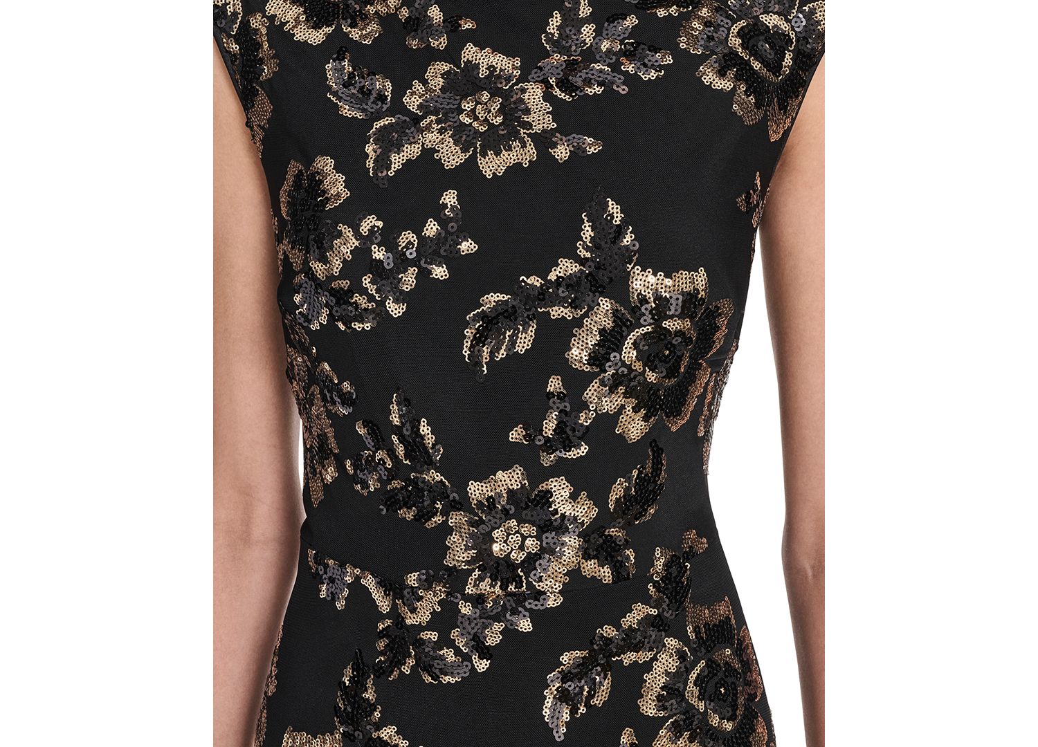 Petite Sequin Boat Neck Gown