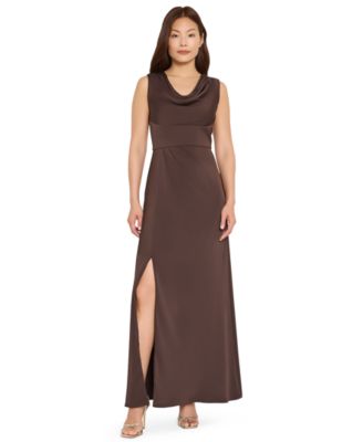Women's Sleeveless Cowl Neck Satin Gown