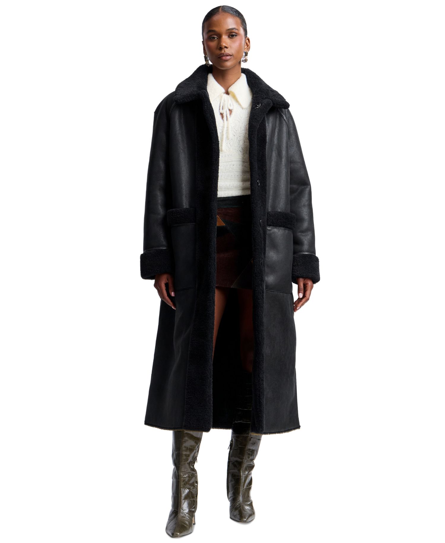 Women's Reversible Faux Shearling Maxi Coat