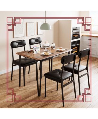 Kitchen Dining Room Table Sets for 4, Wood Kitchen Table with Upholstered Chairs Dinning Table Set