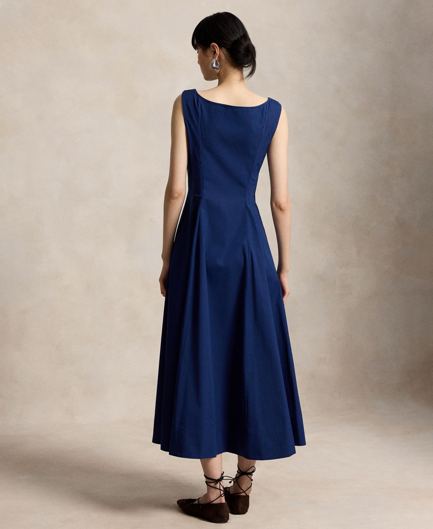 Women's Fit-and-Flare Boat Neck Midi Dress