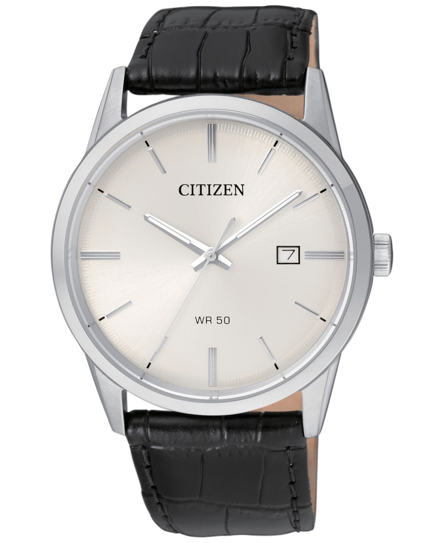 Мужские часы Citizen Quartz Black Leather Strap Watch 39mm BI5000-01A — фото 1