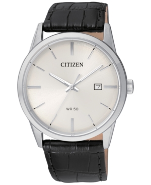 Citizen Men's Quartz Black Leather Strap Watch 39mm BI5000-