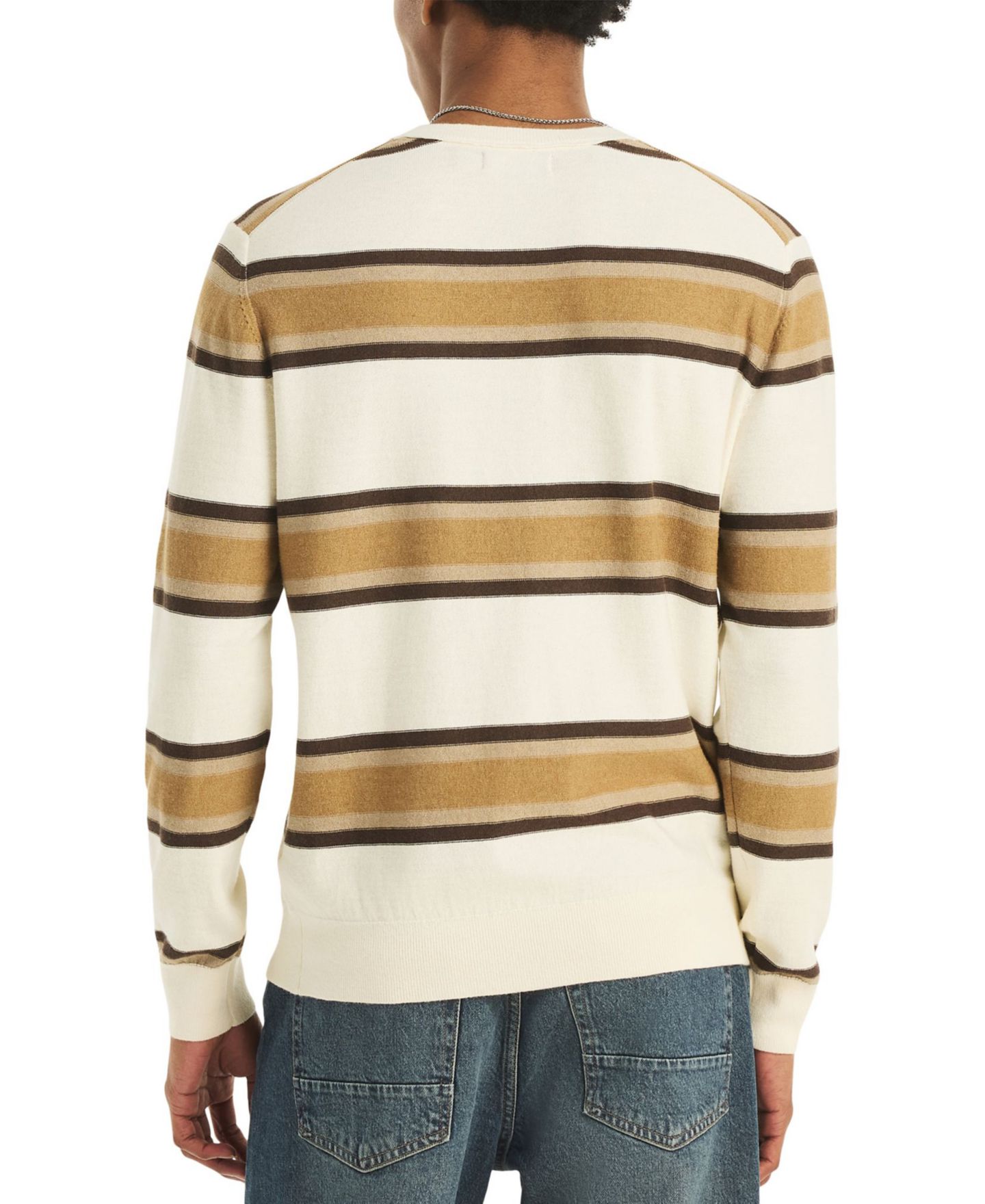 Мужской свитер Nautica Striped Crewneck, цвет: Миндальный — фото 5