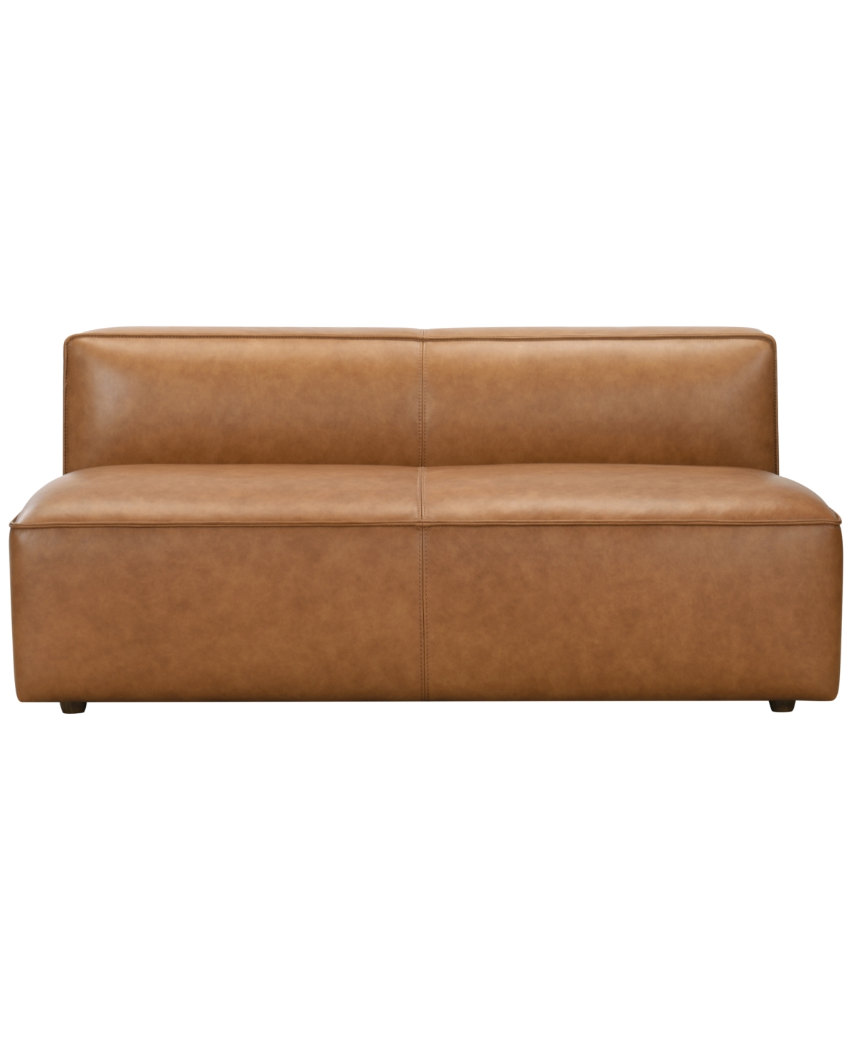 Moxley 63" Genuine Leather Deep Seating Armless Sofa, Macy's Exclusive - Caramel