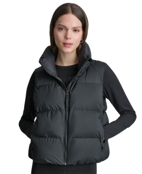 Женский жилет DKNY Sport Mock Neck Puffer Vest, цвет: Чёрный