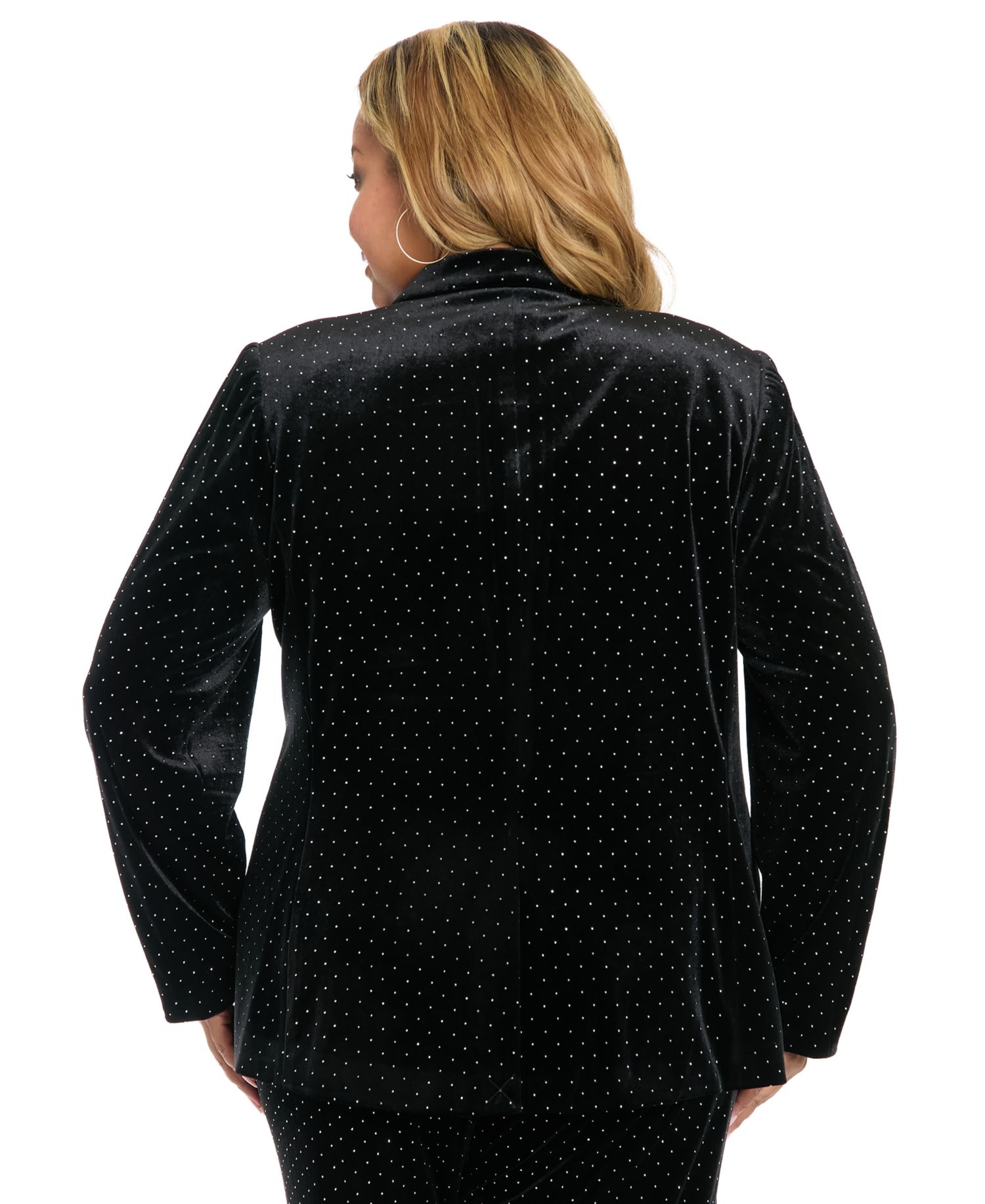 Plus Size Embellished Long-Sleeve Blazer Jacket