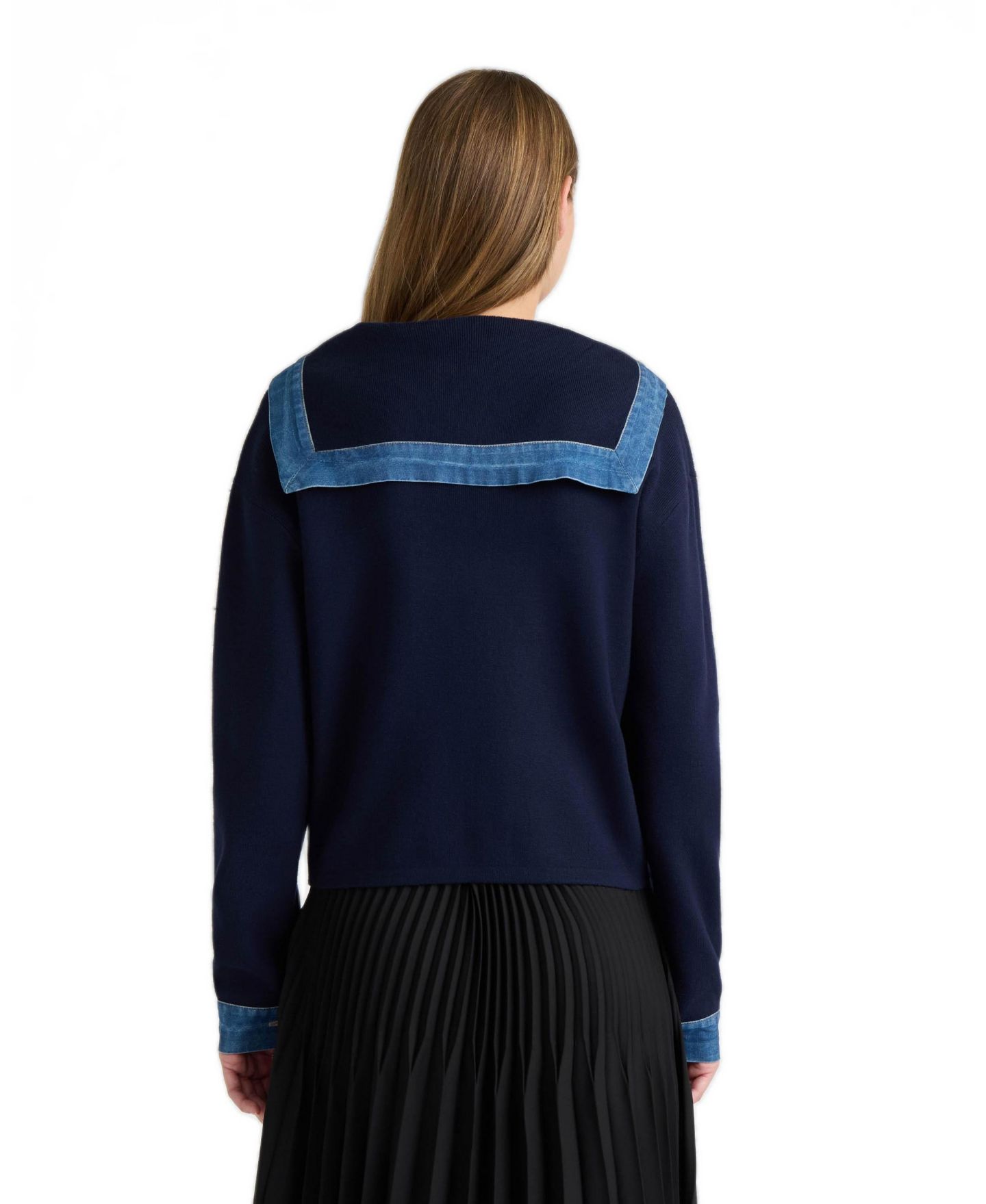 Женский кардиган NVLT Sailor Collar Denim-Detailing, цвет: Тёмно-синий — фото 2