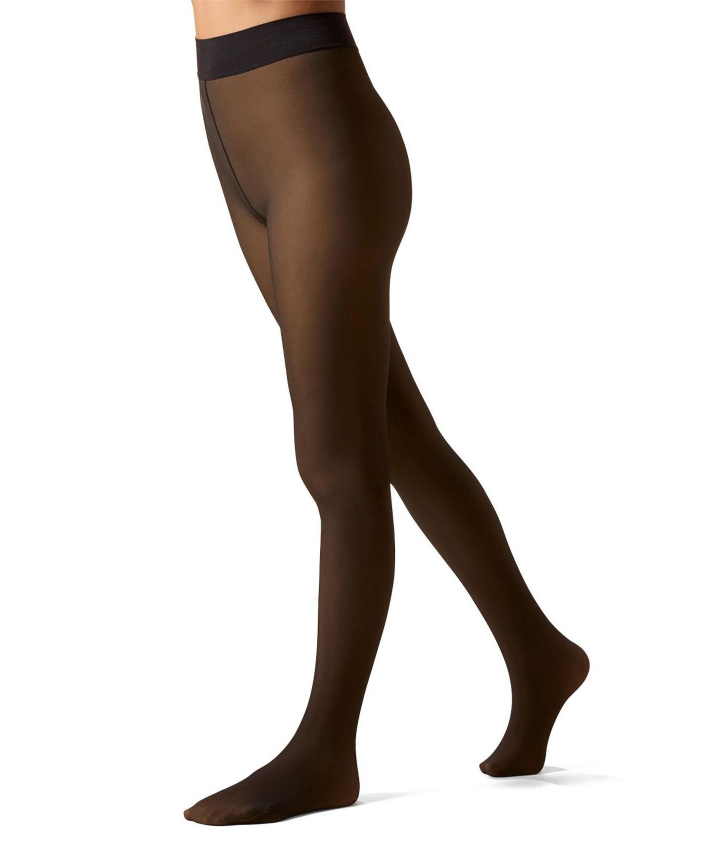 Женские леггинсы MeMoi Sheer Illusion Fleece-Lined 80-Denier Thermal Tights, цвет: Телесный чёрный — фото 7