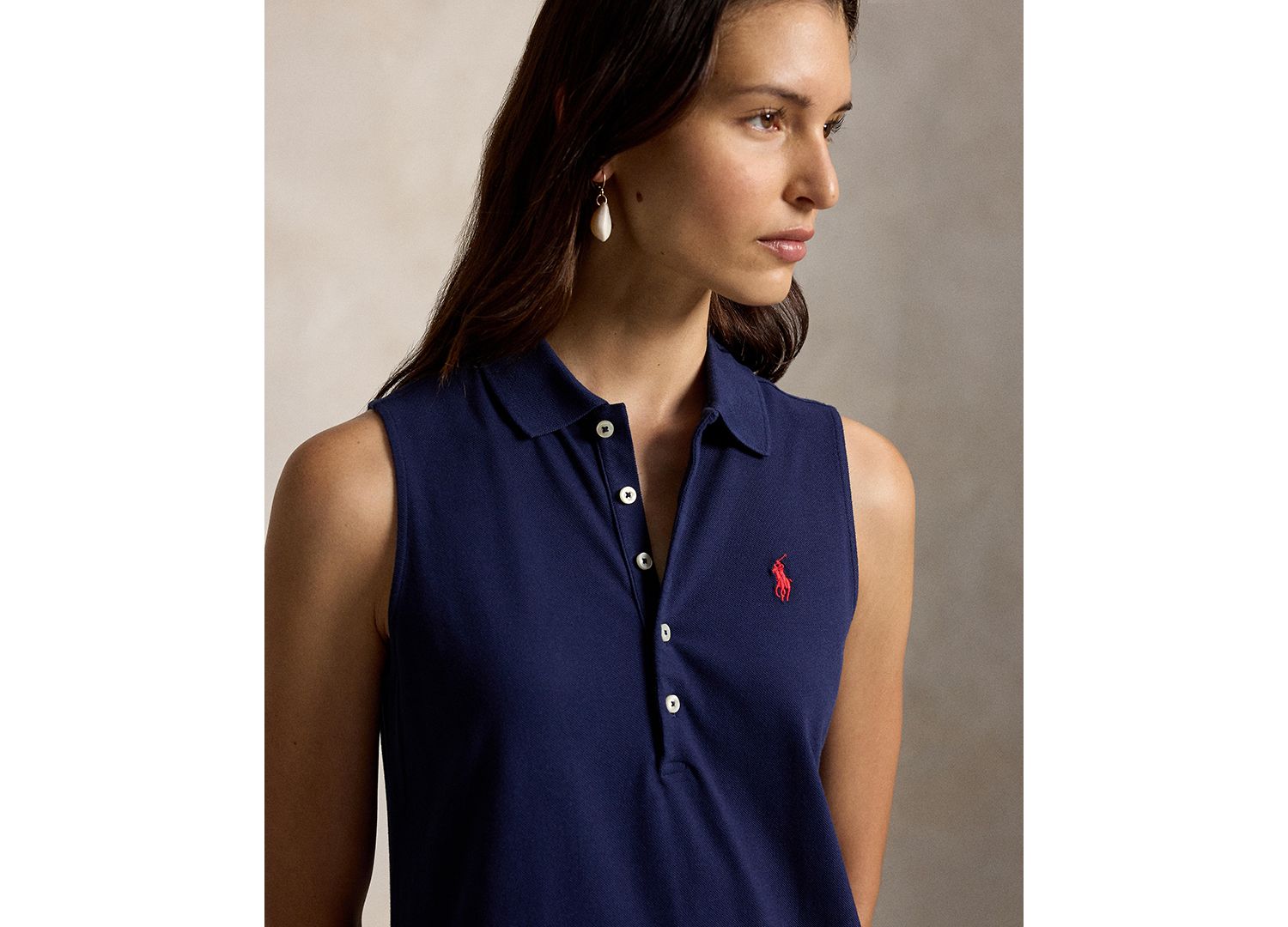 Women's Stretch-Cotton Sleeveless Polo Dress