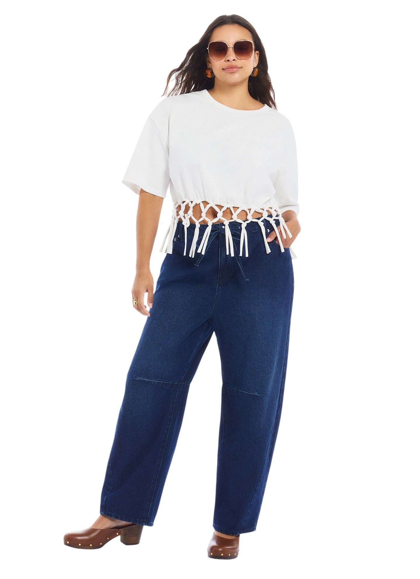 Женская футболка June & Vie Fringe Trim Cropped Crewneck, цвет: Sugar Swizzle — фото 3