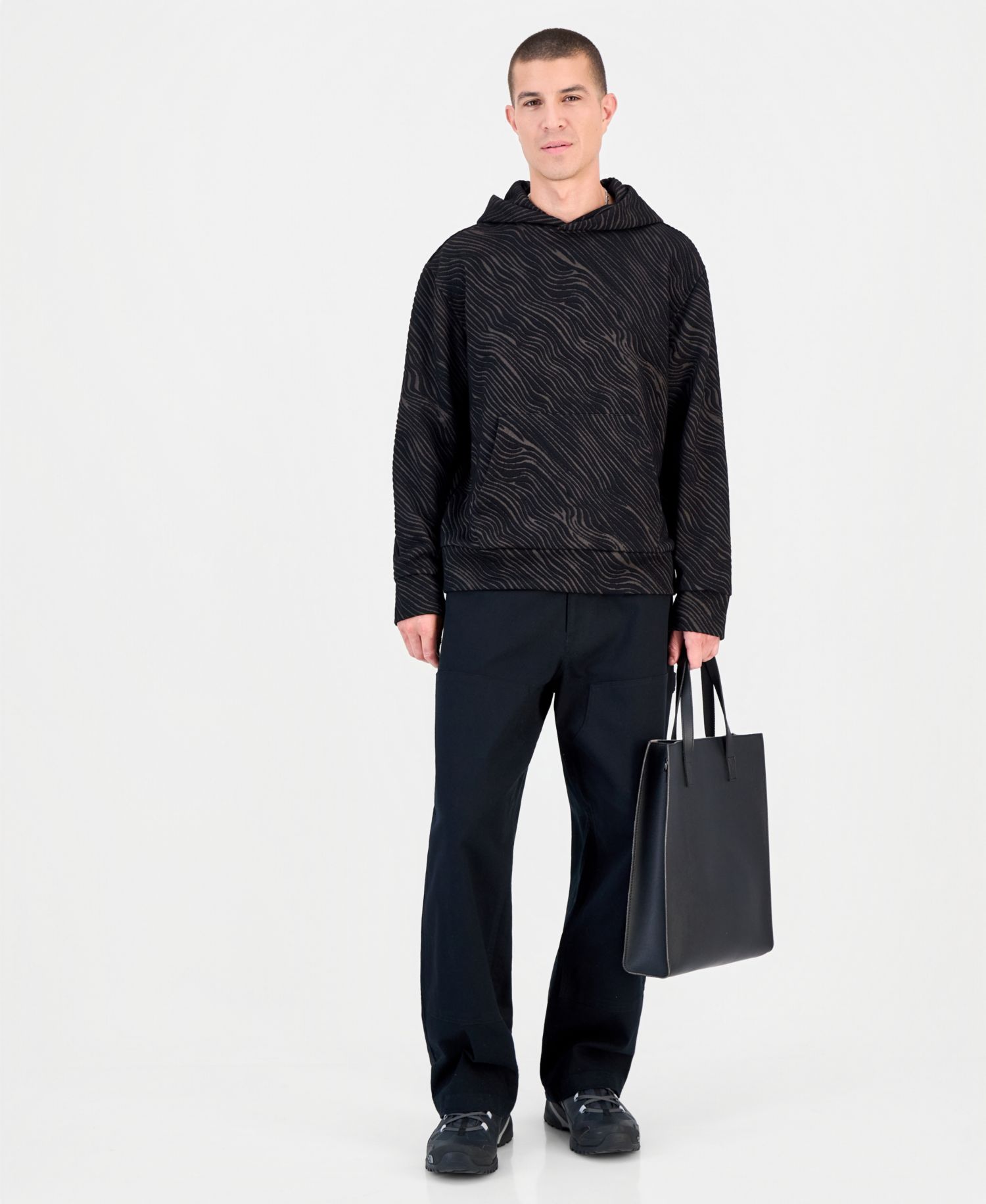 Men's Long Sleeve Relaxed-Fit Embossed Hoodie