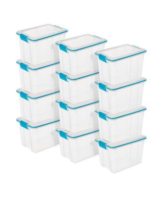 Large 20 Qt Home Storage Container Tote with Latching Lids, (12 Pack)