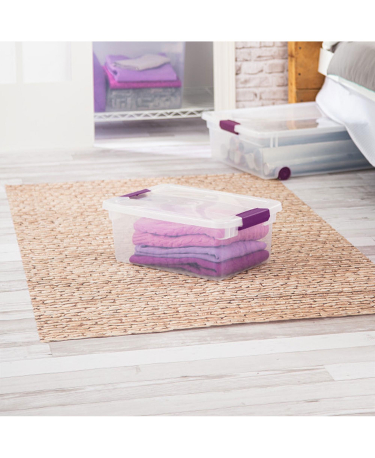 Sterilite 15 Qt. Plastic Stackable Storage Container Tote with Lid (48 Pack)