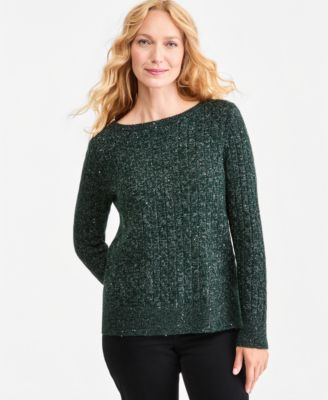 Women's Shine Boatneck Cable-Knit Sweater