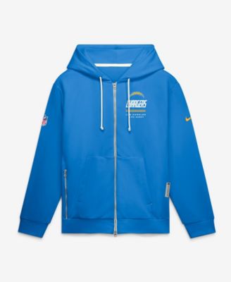 Men's Los Angeles Chargers Sideline Standard Issue Quarterback Scramble Full-Zip Dri-FIT Fleece Hoodie