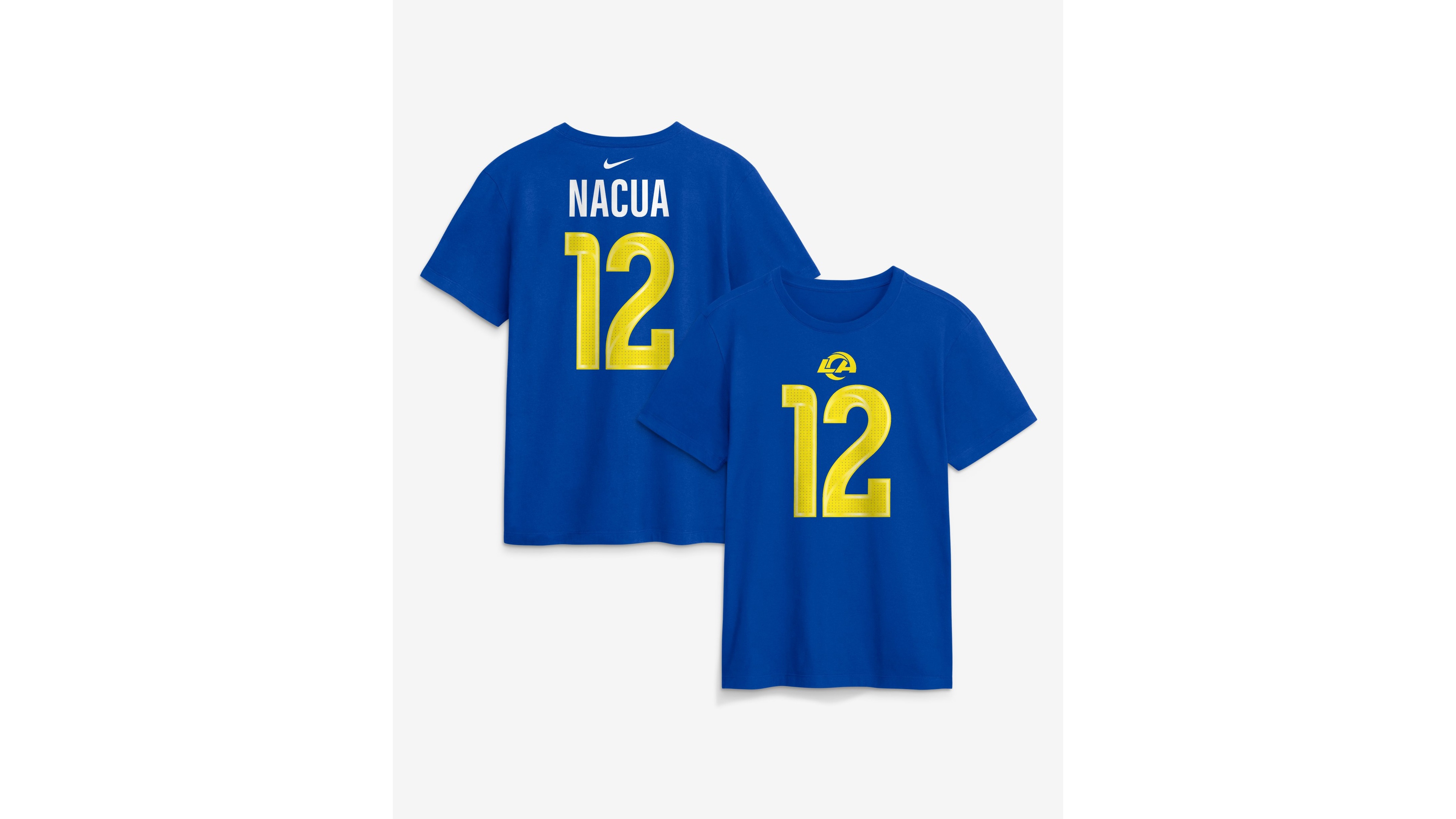 Nike Men's Los Angeles Rams Puka Nacua Name & Number Crewneck Mesh Details on Numbers T-Shirt
