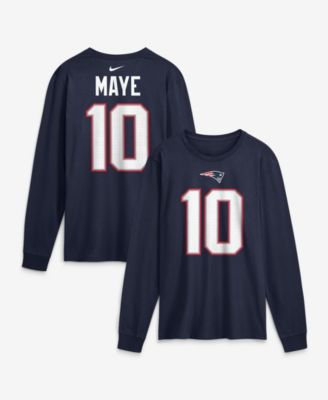 Men's New England Patriots Drake Maye Name & Number Long-Sleeve Crewneck T-Shirt