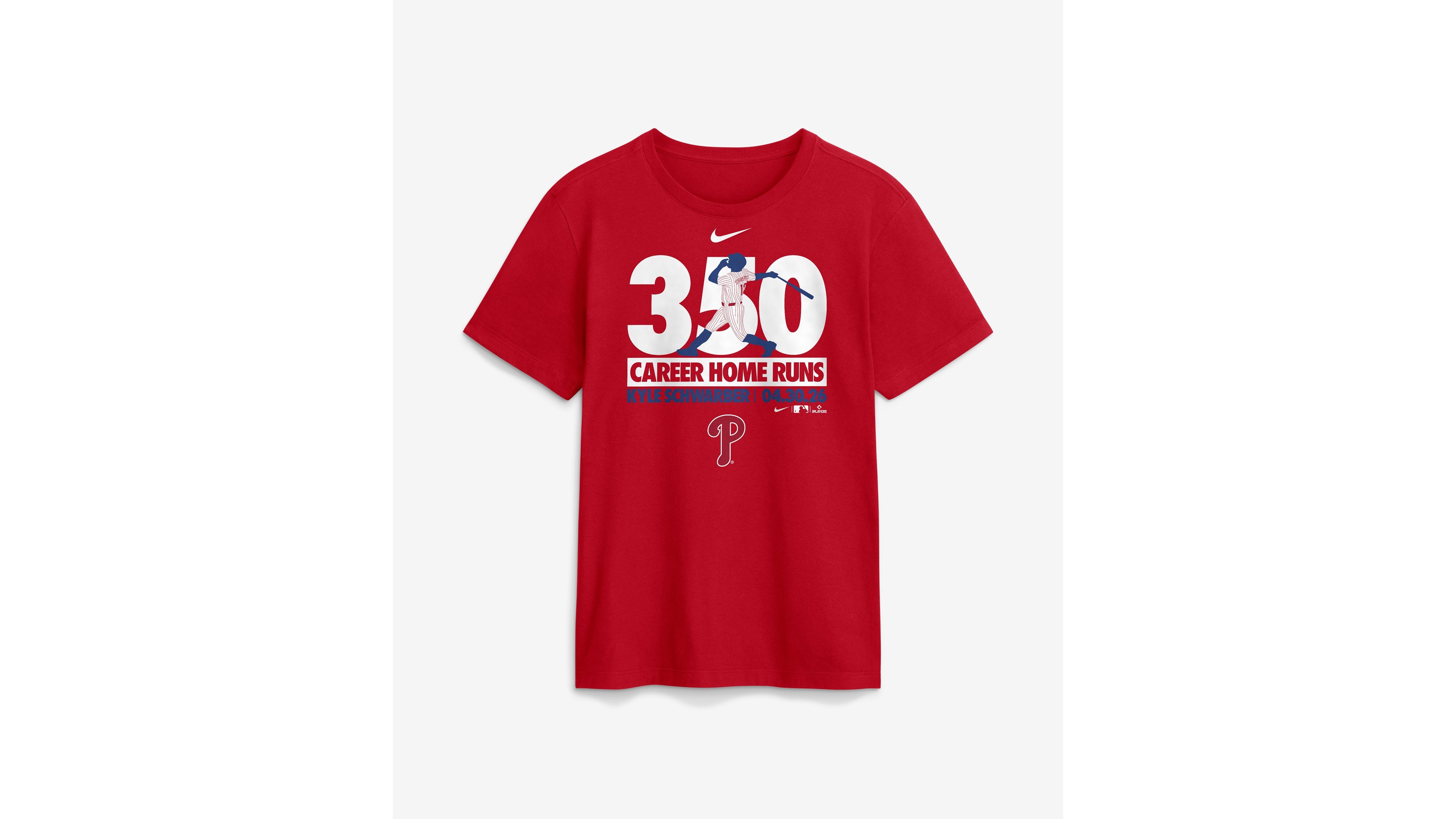 Nike Men's Kyle Schwarber Philadelphia Phillies 350th Home Run Milestone T-Shirt