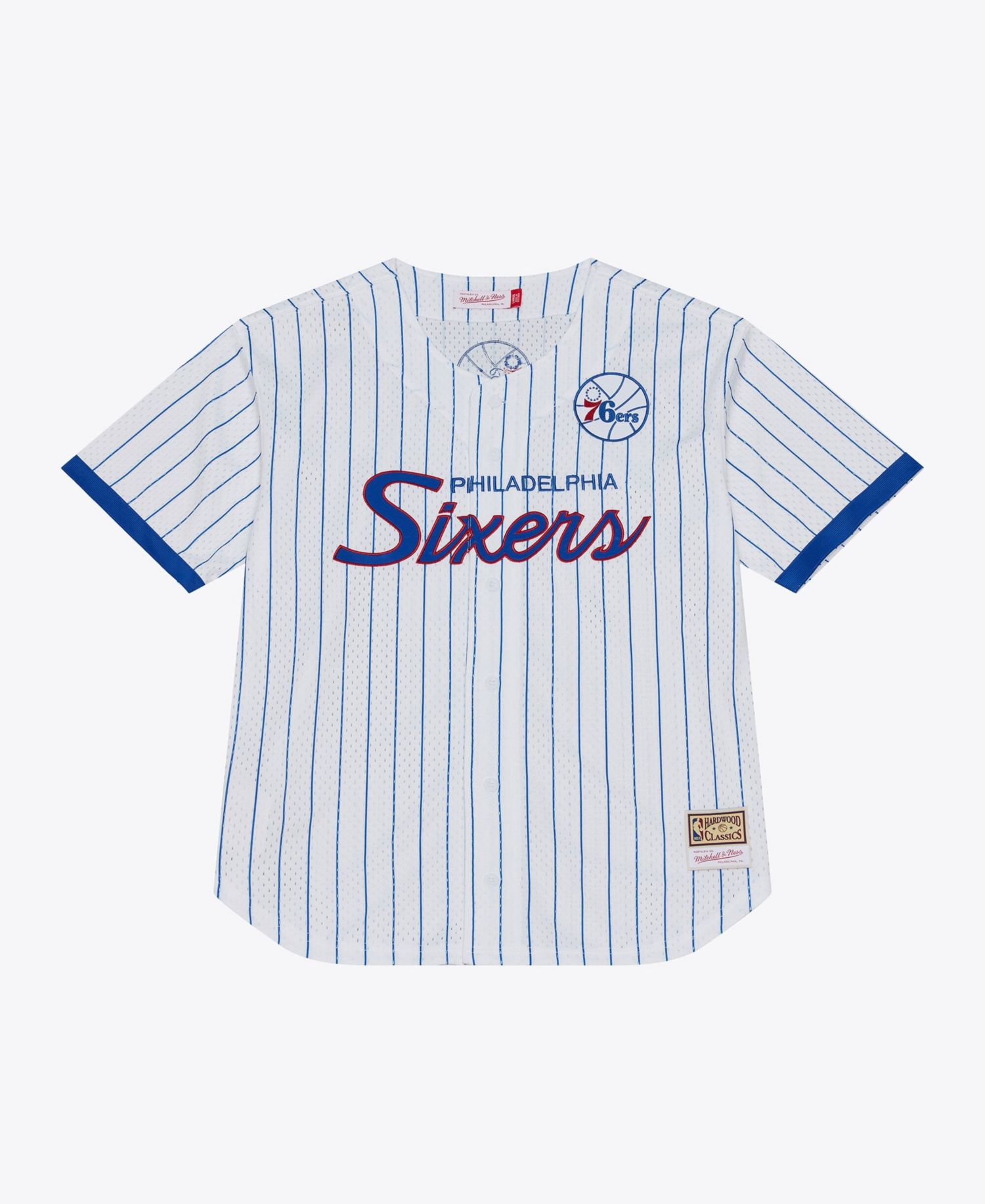 Men's Philadelphia 76ers Head Coach Pinstripe Mesh Full-Button Baseball Jersey