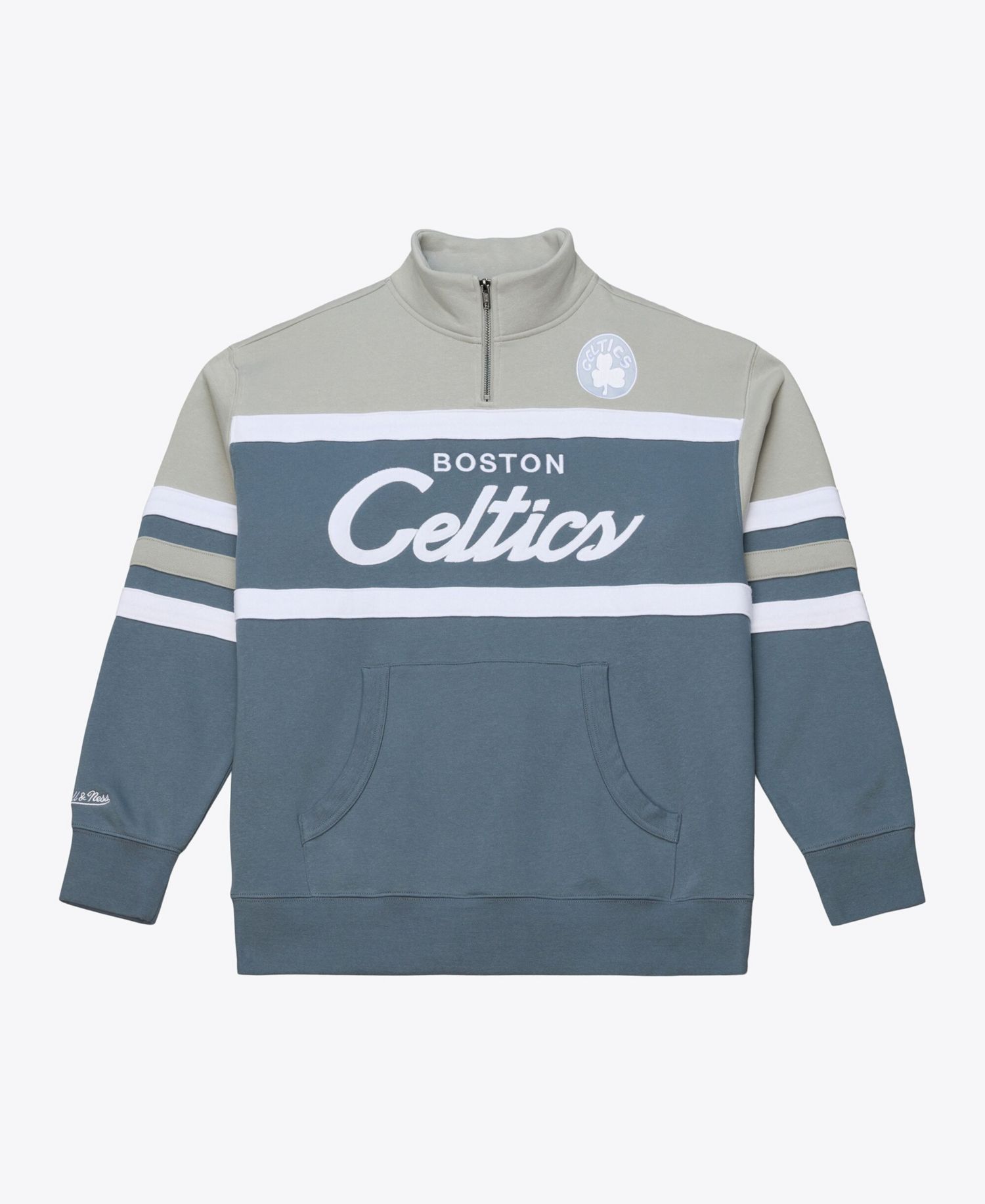Men's Boston Celtics Thunderstorm Head Coach Quarter-Zip Slim-Fit Sweatshirt