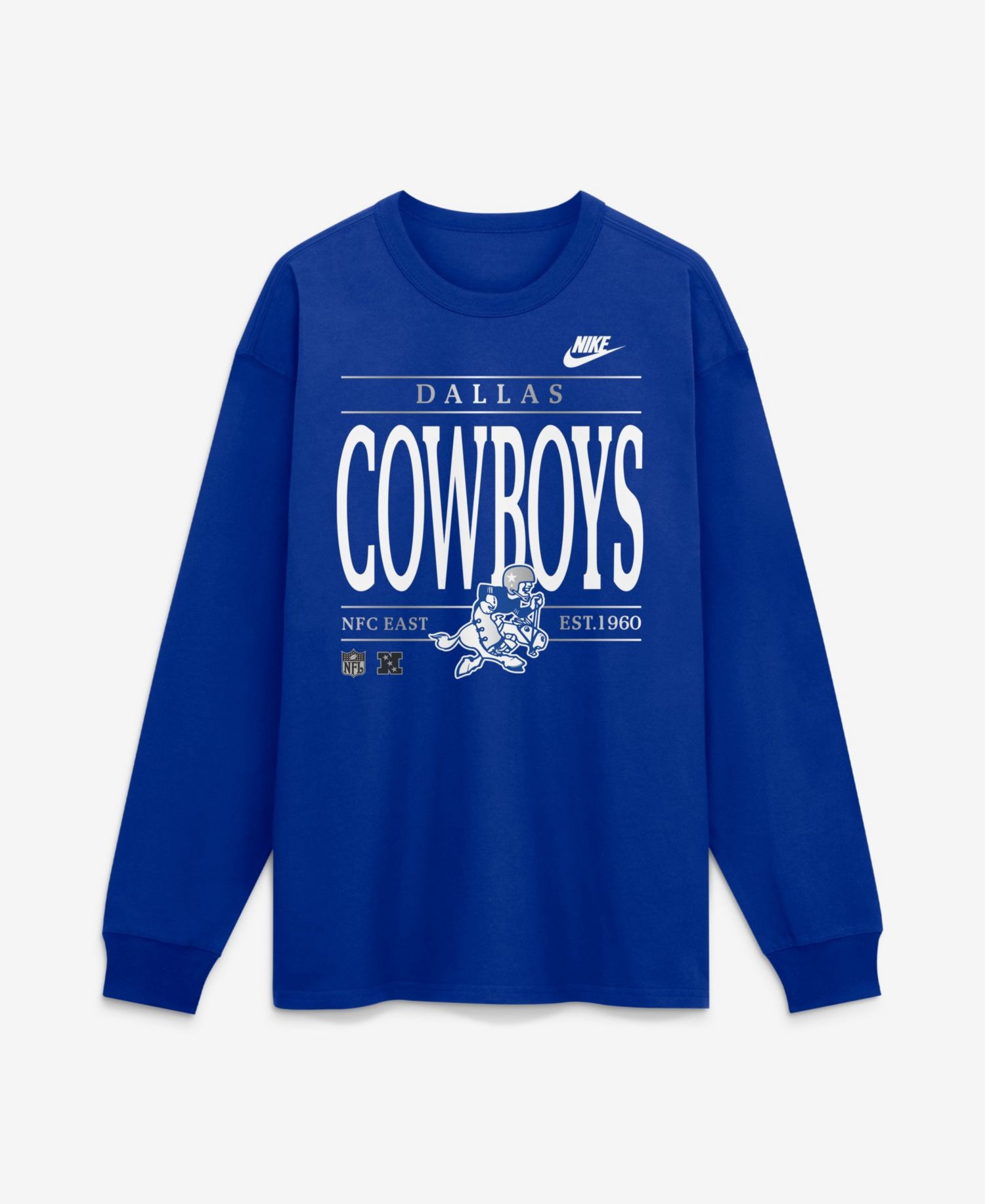 Men's Dallas Cowboys Red Zone Max90 Screen Print Throwback Long-Sleeve T-Shirt