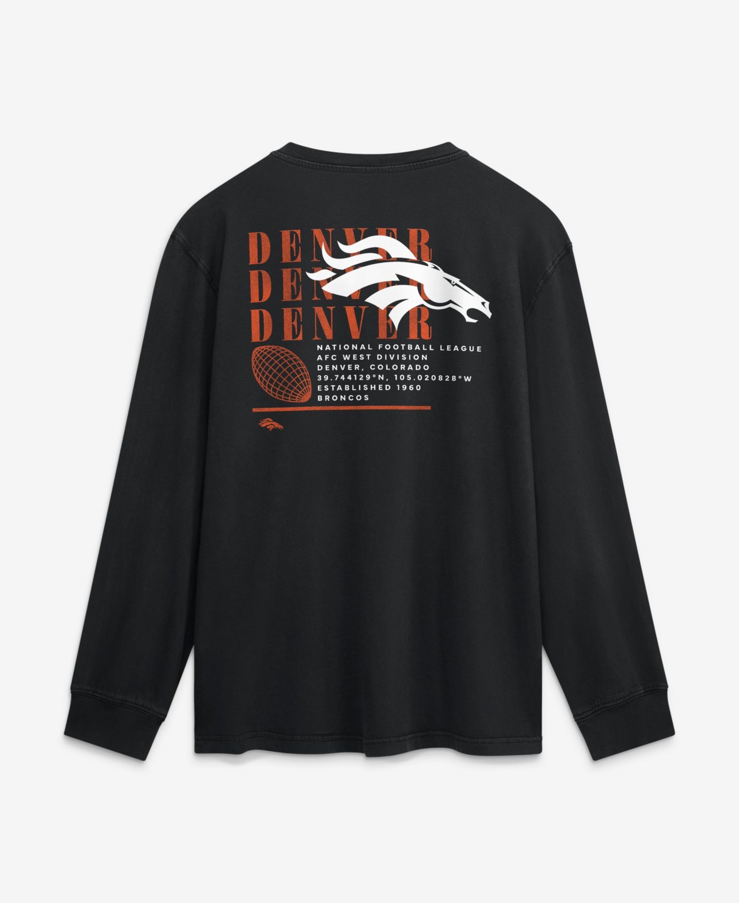 Men's Denver Broncos Fullback Drive Relaxed Fit Peached Cotton Long Sleeve T-Shirt