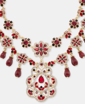 Gold-Tone Crystal Multi-Strand Statement Necklace, 16"-18"