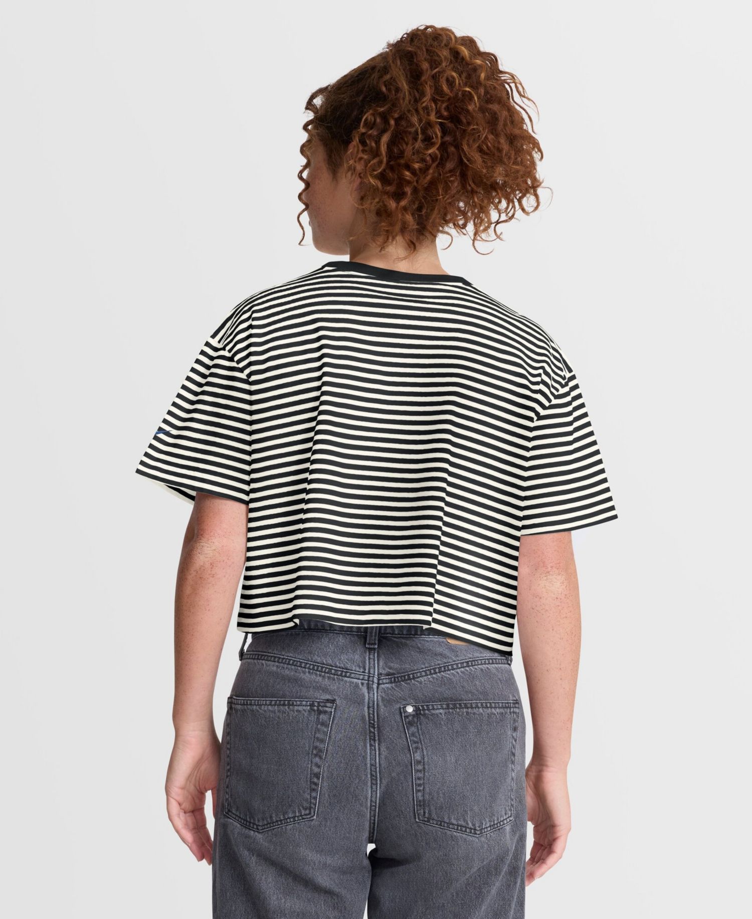 Women's Detroit Lions Striped Cropped T-Shirt