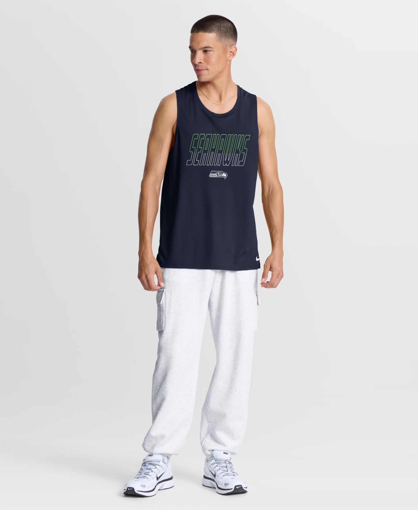 Мужской топ Nike Seattle Seahawks Kickoff Miler Dri-FIT Sleeveless Crewneck Double Pique — фото 4