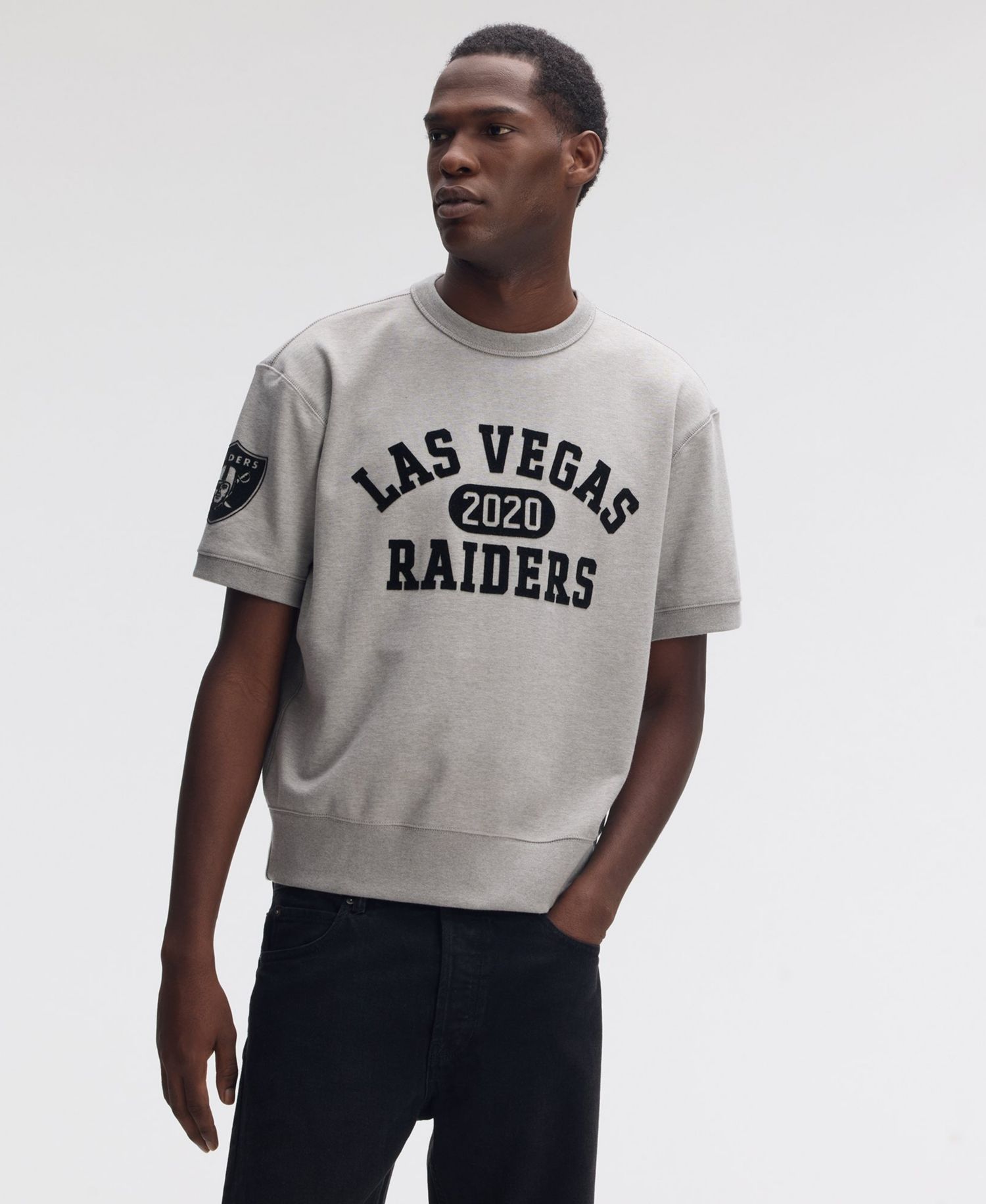 Men's Las Vegas Raiders IconicFleece Short Sleeve Crewneck Sweatshirt