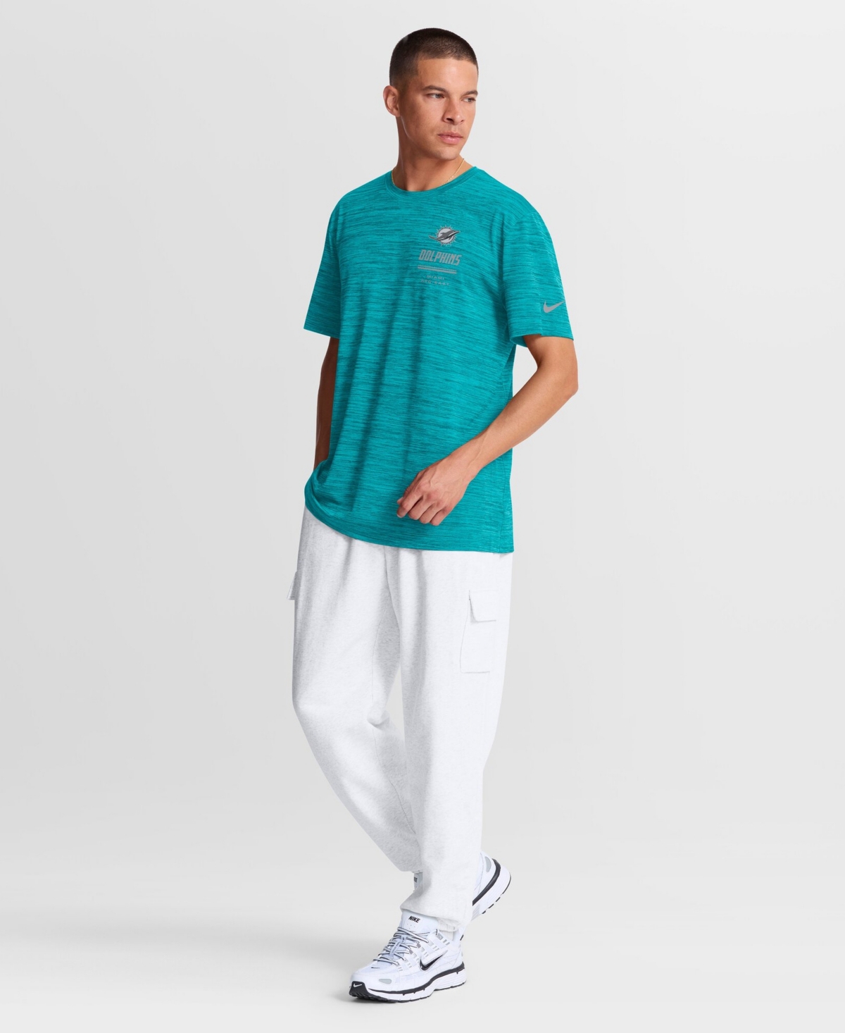 Nike Men's Miami Dolphins Velocity Crewneck Cross-Dyed T-Shirt