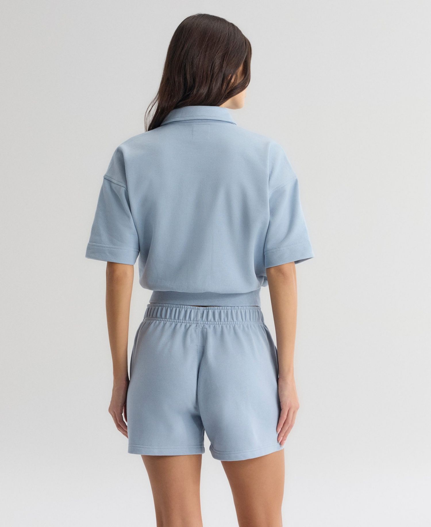 Women's Los Angeles Dodgers Iconic Cropped Spread Collar Short-Sleeve Polo Sweatshirt