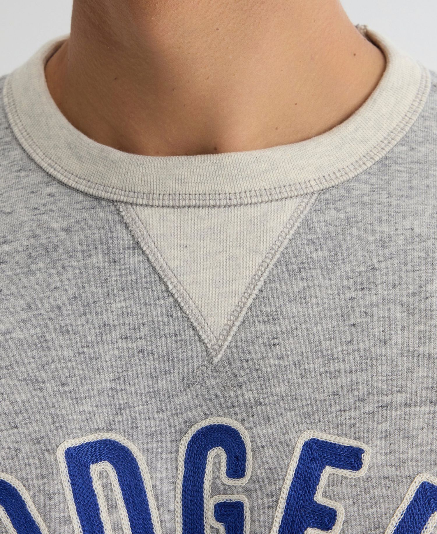 Men's Los Angeles Dodgers Iconic Relaxed-Fit Contrast V-Neck Pullover Sweatshirt