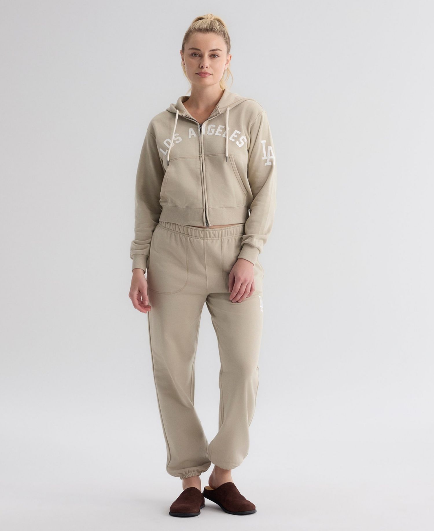 Women's Los Angeles Dodgers Iconic Terry High-Rise Tapered Track Pants