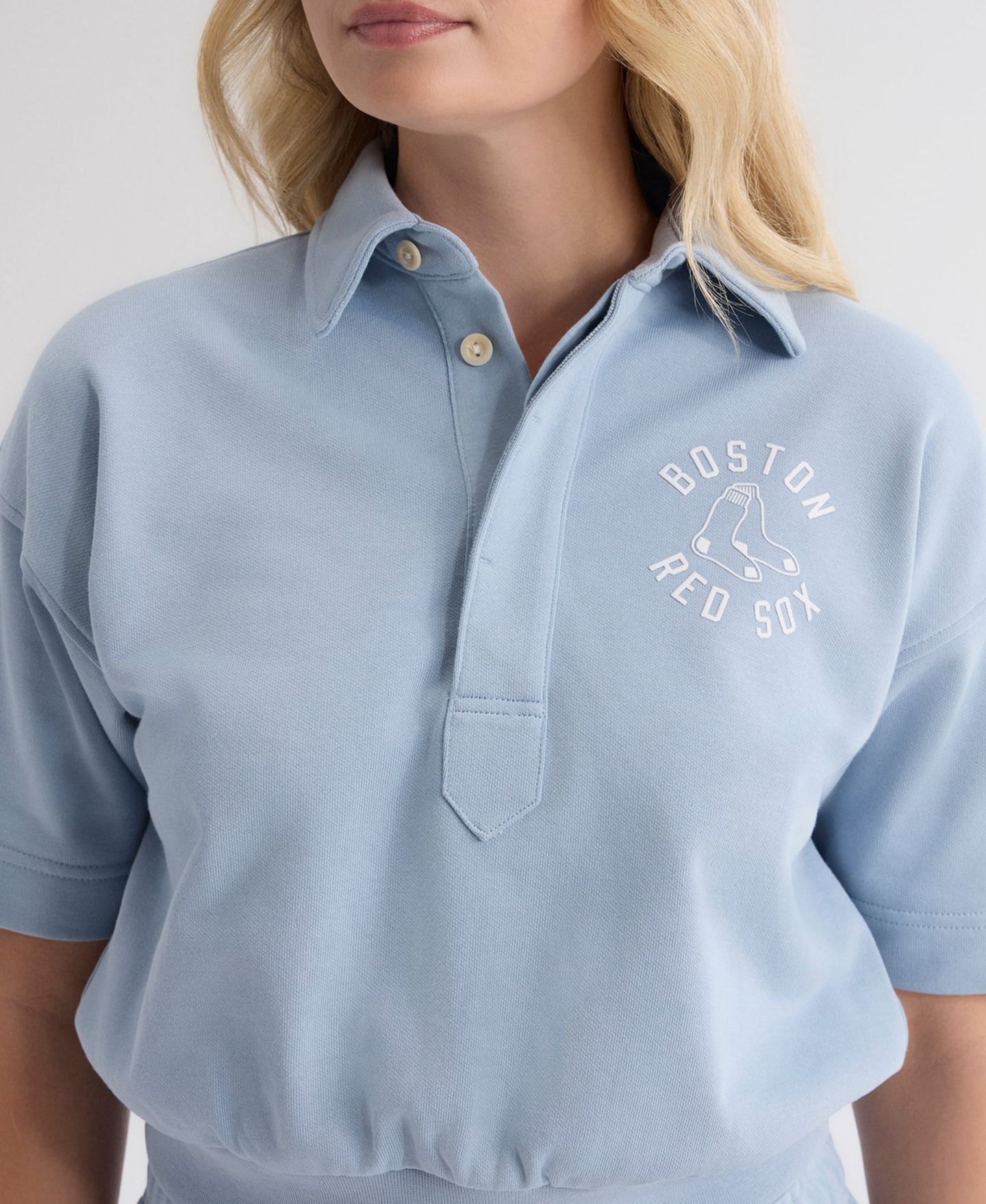 Женская толстовка Fanatics Boston Red Sox Iconic Cropped Pre-Season Terry Polo — фото 7