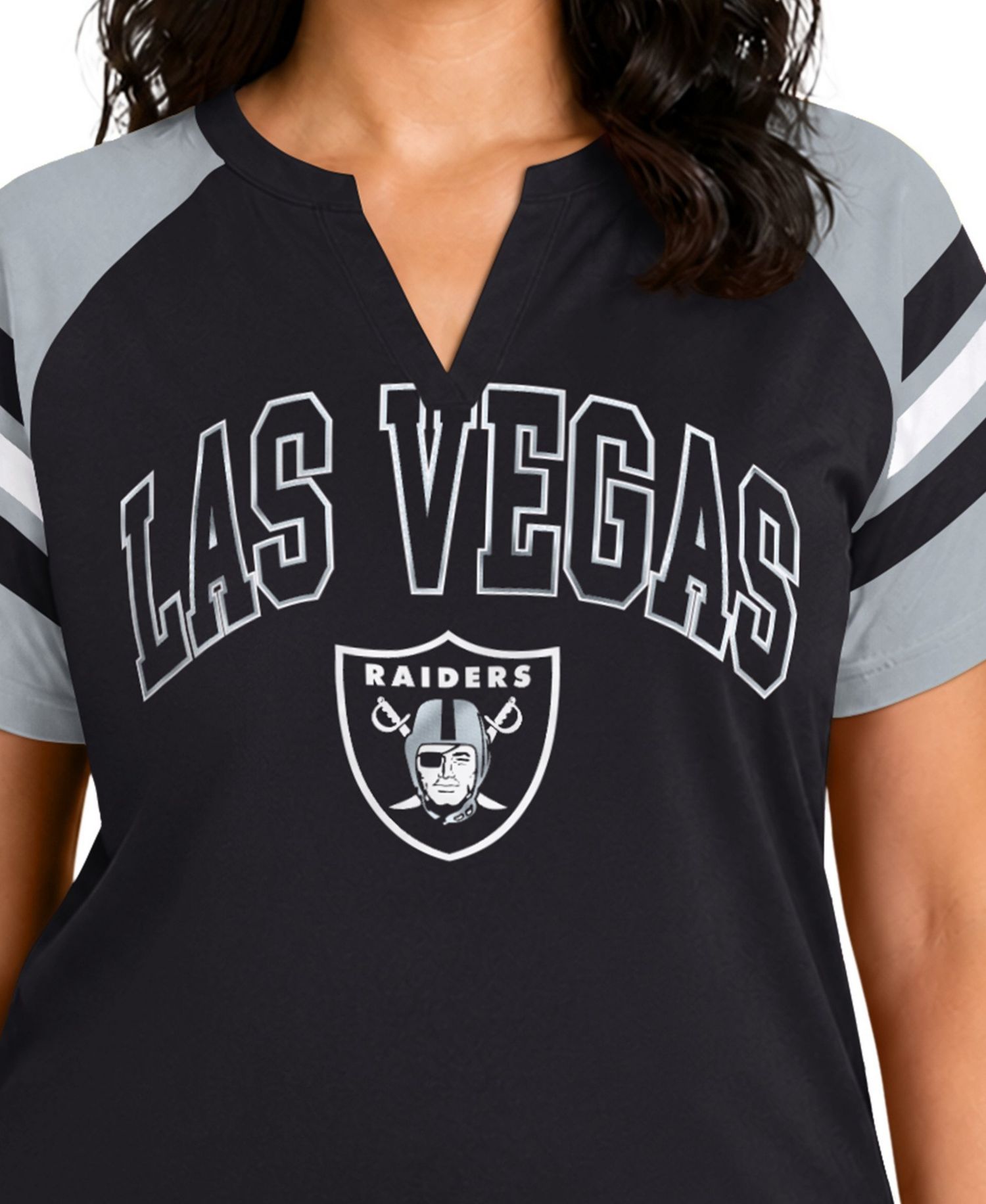 Plus Size Las Vegas Raiders Game On Notch Neck Raglan T-Shirt