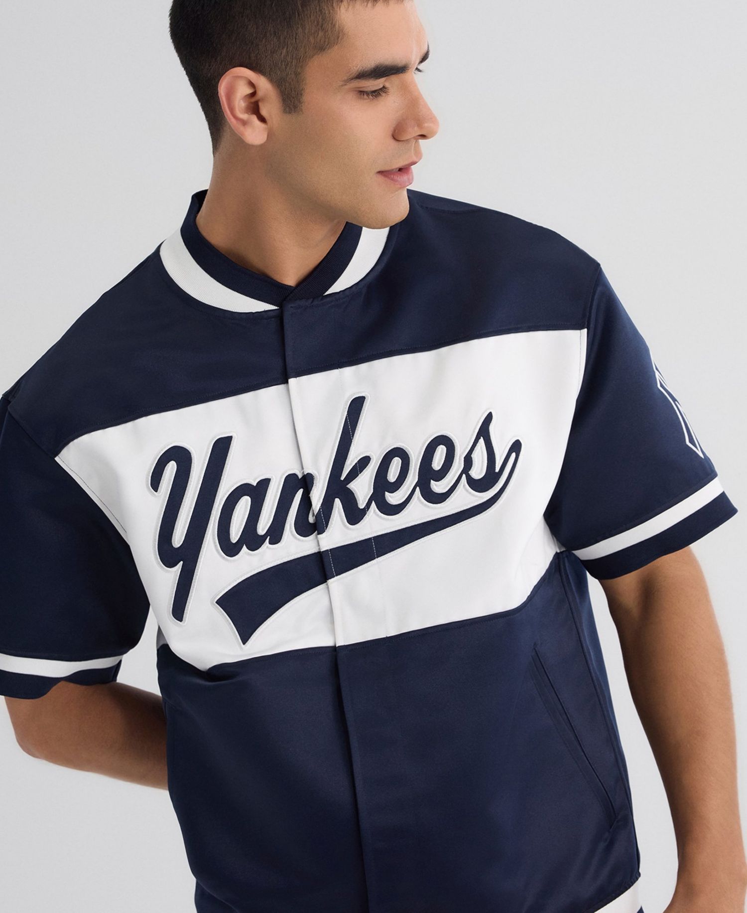 Men's New York Yankees Iconic Short-Sleeve Satin Jacket