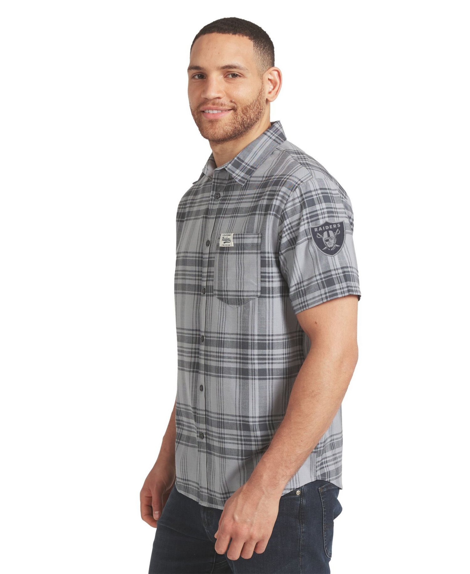 Men's Las Vegas Raiders Plaid Classic-Fit Button-Up Shirt
