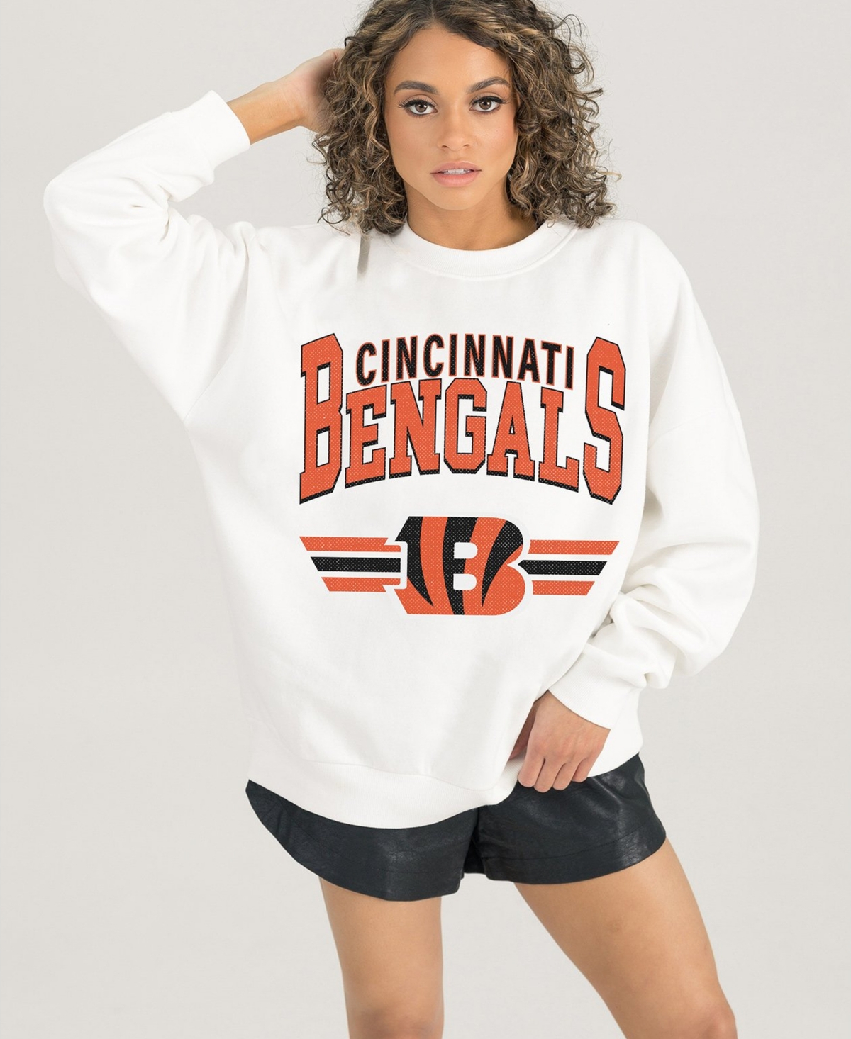 Gameday Couture Women's Cincinnati Bengals Swift Strike Premium Oversized Fleece Pullover Sweatshirt